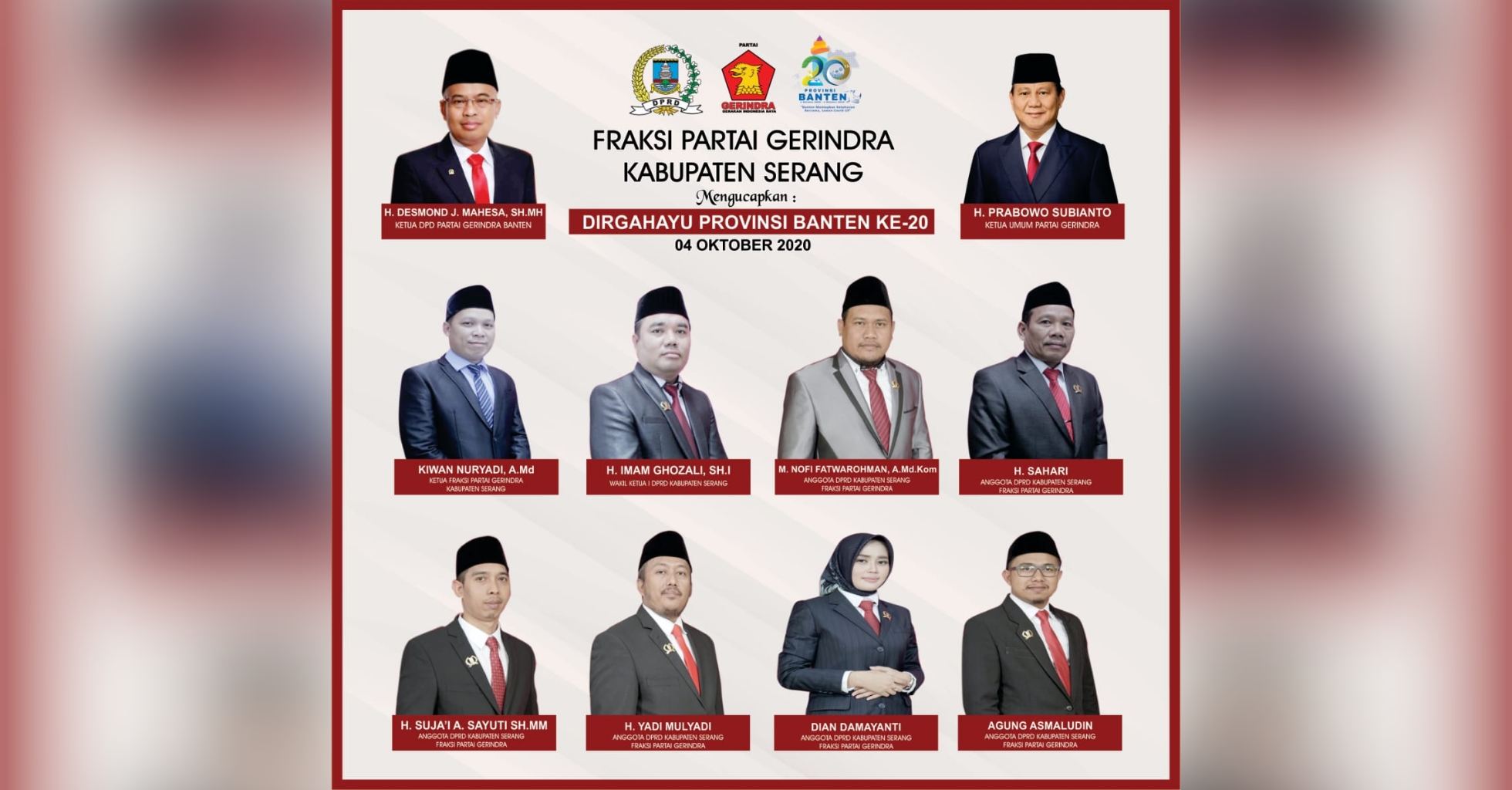 Hut Ke 20 Dewan Gerindra Kabupaten Serang Berharap Banten Terbebas Dari Covid 19 Faktabanten Co Id